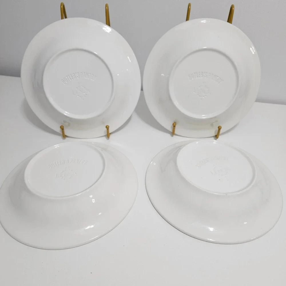 Lenox Butlers Pantry Pasta 4 Bowls Discontinued Ivory Stoneware Rimmed Soup Y2K